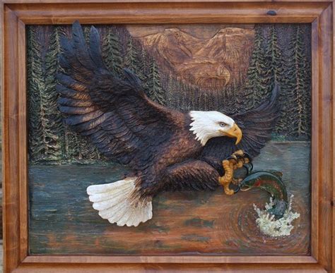 Bald Eagle Deep Relief Wood Carving | Wood carving, Western art, Wood ...