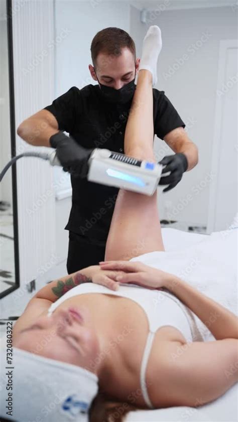 Therapist Performs Endospheres Therapy On Clients Leg Targeting