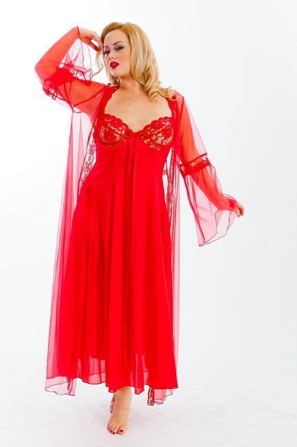 Plus Size Sexy Long Gown Peignoir Set Lingerie X X X X X X Sheer Lingerie Plus