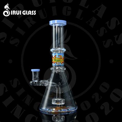 Sirui Wholesale Lookah Style Recycler Glass Water Pipe Oil Rig Wig Wag Colored Dab Rig Glass