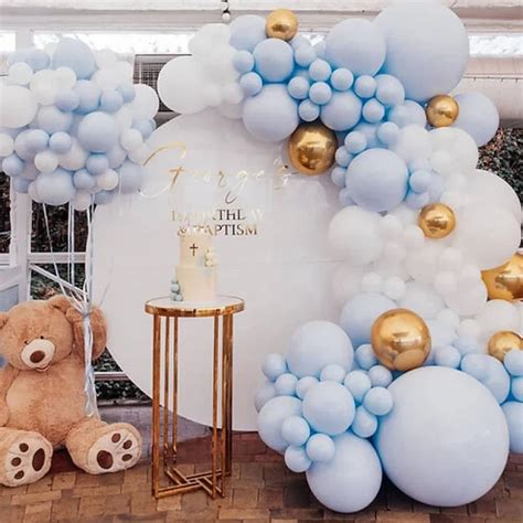 Arco De Globos Azul Blanco Y Dorado