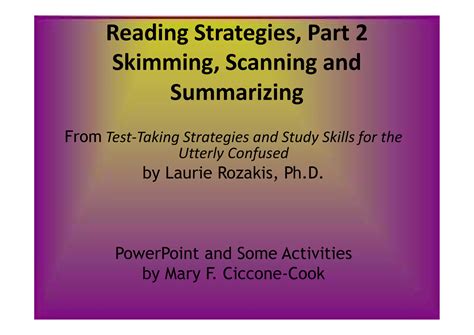 Reading Strategy Skimming N Scanning Summarizing Reading Strategies Part 2 Skimming