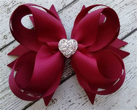 Fall Boutique Hair Bow Burgundy Boutique Hair Bow Girls Etsy