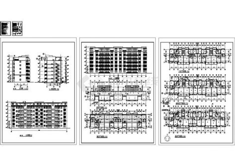 六层带跃层澳园住宅小区建筑施工cad图，共五张住宅小区土木在线
