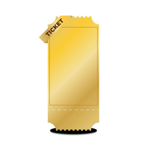 Golden Ticket Template Blank Realistic D Vector Illustration