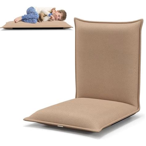 RELAX4LIFE Chaise de Sol Pliante avec Dossier Réglable en 6 Positions