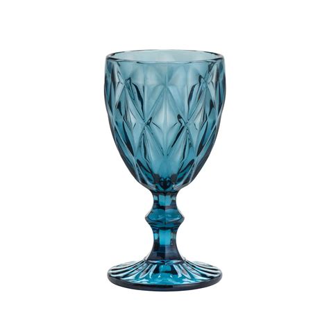 Taça de Água de Vidro Diamond 310ml Azul 6502 Lyor Loja do Chef