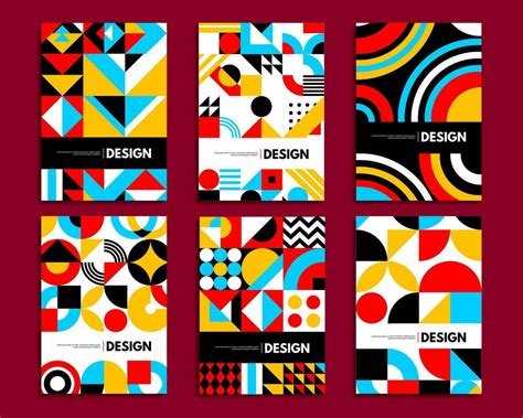 Abstract Bauhaus Posters With Geometric Pattern Vector Art At