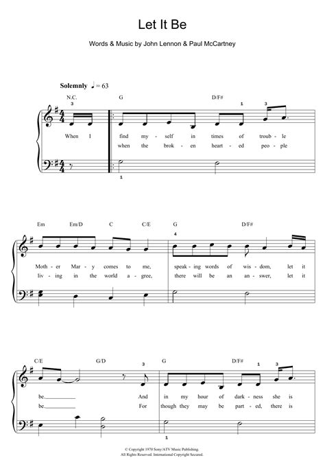 The Beatles Let It Be Sheet Music