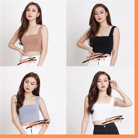 Jual Lagi Jual Tank Top Polos Korea Tank Top Crop Top Square Tank Top T