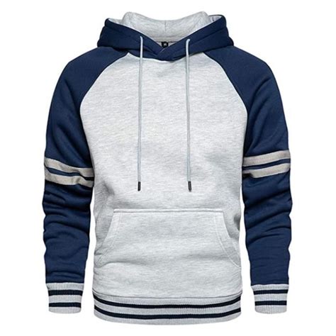 Sweat Homme Capuche Bleu Marque Inconnue Manches Longues Poche