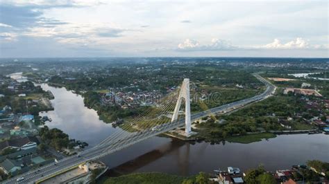 Aerial View of Siak Bridge IV Abdul Jalil Alamuddin Syah Bridge Above ...