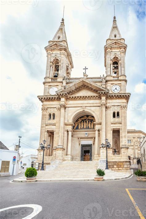 Alberobello Puglia Italy View Of The Famous Village With Cathedral