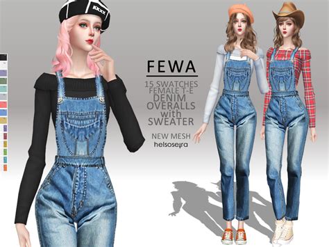 The Sims Resource Fewa Overalls W Sweater