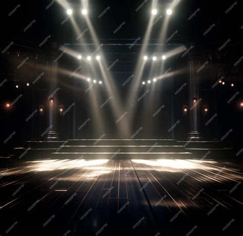 Premium AI Image | background image of dark stage with lights for composition