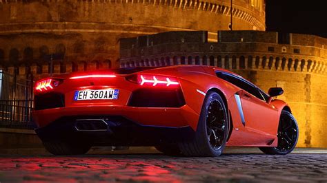 HD wallpaper: night cars lamborghini italy rear view cars lamborghini ...