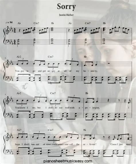 Sorry Justin Bieber Sheet Music C Minor