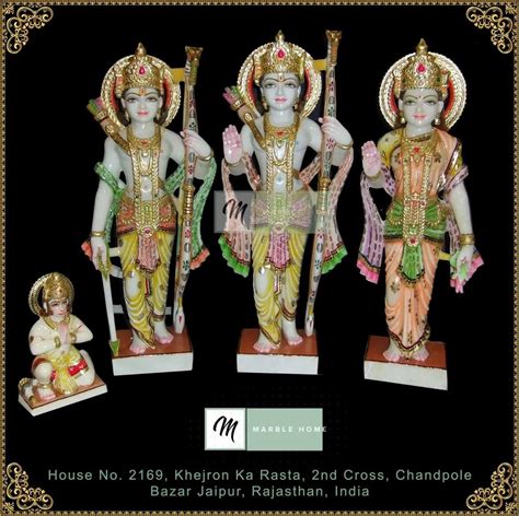 White Painted Lord Ram Darbar Marble Statue For Worship Size Feet