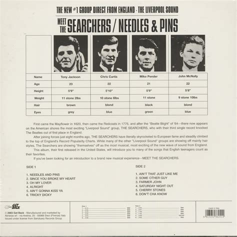 The Searchers Lp Meet The Searchers Needles And Pins Lp 180g Vinyl