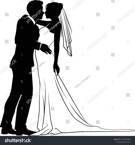 Bride Groom Couple Silhouettes Woman Bridal Stock Vector Royalty Free