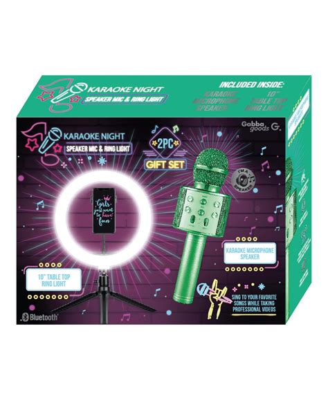 Gabba Goods Karaoke Night Set Karaoke Mic Speaker With 10″ Ring Light