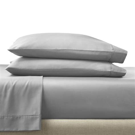 Better Homes And Gardens 4 Piece 300 Thread Count Soft Silver Sateen Bed Sheet Set Full