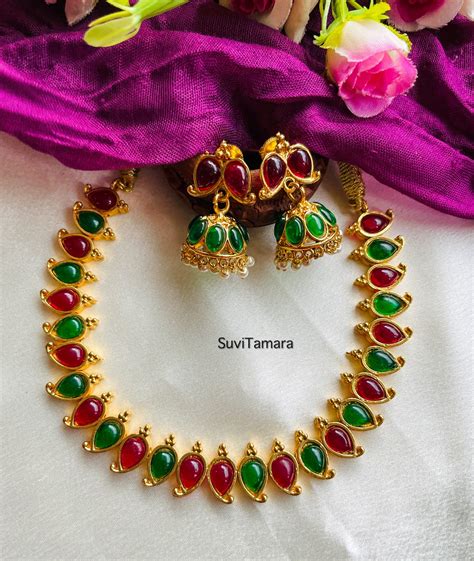 Mango Kemp Choker Necklace Ruby Green Suvitamara