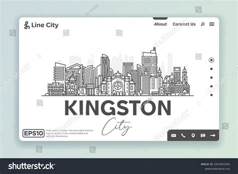 Kingston Jamaica Architecture Line Skyline Illustration Stock Vector