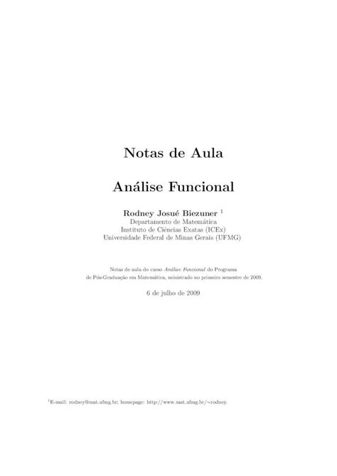 Pdf Notas De Aula Analise Funcional Matem Tica Ufmg