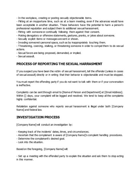 Sexual Harassment Policy In Word And Pdf Formats Page 2 Of 3