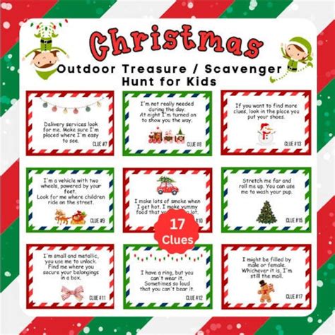 Outdoor Christmas Scavenger Hunt For Kids Christmas Treasure Hunt Clues