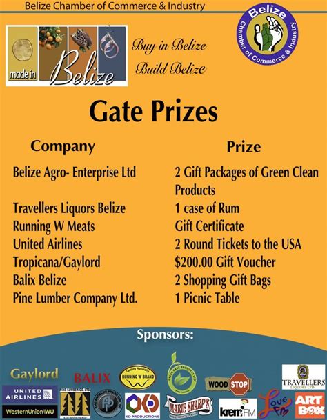 Gate Prizes - Belize Chamber of Commerce and Industry