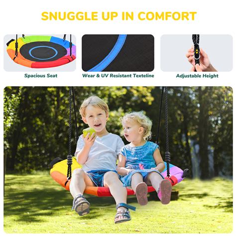 Hapfan 9.5′ Heavy Duty Swing Set with Saucer Swing, 2 Belt Swings, Tall