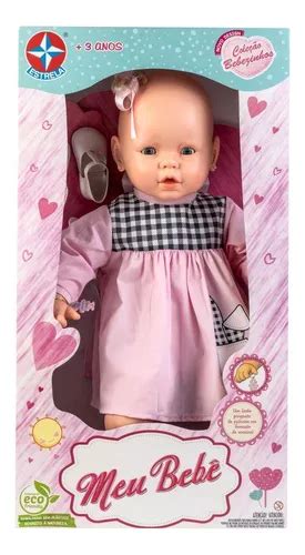 Boneca Meu Bebê Vestido Rosa 60 Cm Estrela