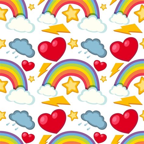 Premium Vector Cartoon Rainbow Seamless Pattern