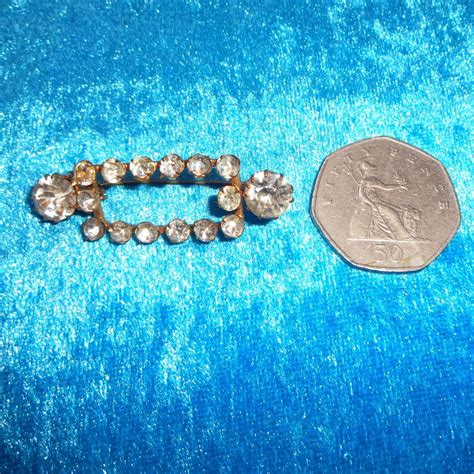 Vintage Antique Sparkly Paste Diamante Rhinestone Gold C Clasp