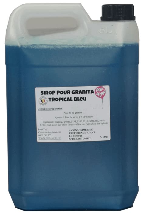 Sirop concentré pour granita TROPICAL BLEU prêt à l emploi 5 litres