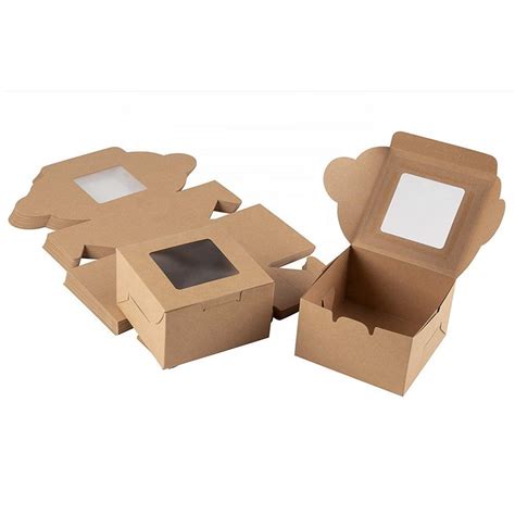 Plain Square Brown Kraft Paper Window Cake Box Size X X Inch