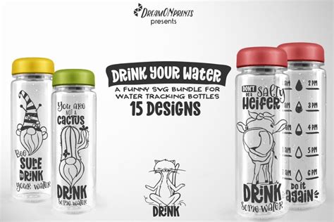 Drawing And Illustration Water Bottle Cutting Files Water Bottle Bundle 26 Designs Svg Ai Dxf Eps