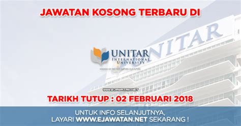 UNITAR International University 04 Mei 2018 JAWATAN KOSONG 2023 2024