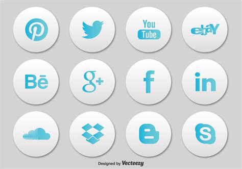 Social Media Button Icon Set - Download Free Vector Art, Stock Graphics ...