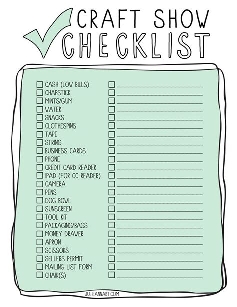 Printable Craft Show Checklist - Unblushing | Craft show booths, Craft booth displays, Printable ...