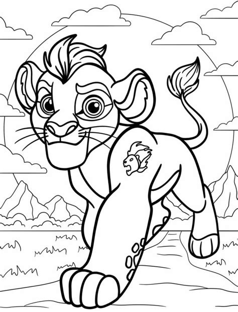 Coloriage Jeune Kion En Terrain Rocheux Dessin Gratuit Imprimer