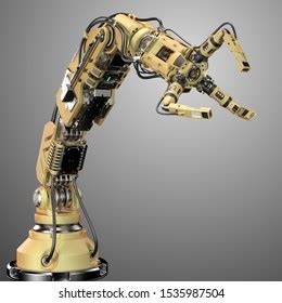 Very Detailed Robotic Arm Yellow Mechanical Stock Illustration