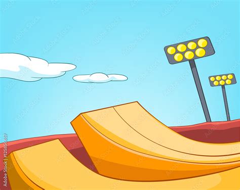 Cartoon background of skatepark. Stock Illustration | Adobe Stock