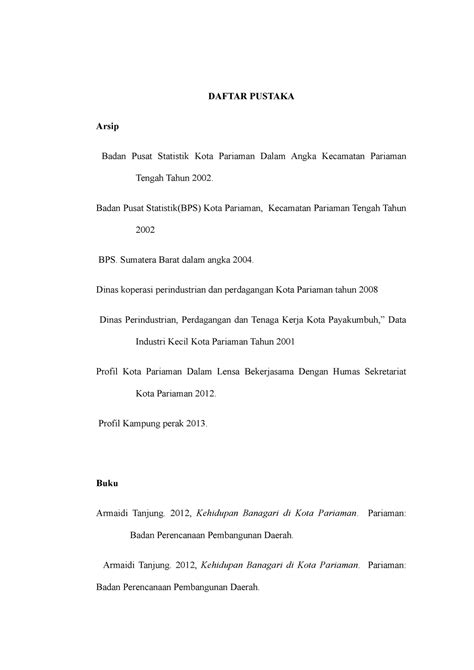 Daftar Pustaka DAFTAR PUSTAKA Arsip Badan Pusat Statistik Kota