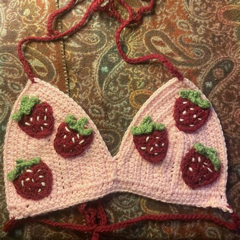 Beautiful Strawberry Crochet Top 🍓 Handmade Size Depop