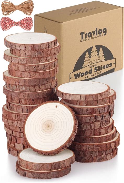 Amazon Travlog Unfinished Wood Slices With Hole Natural Wooden