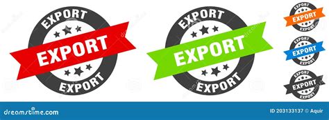 Export Stamp Export Round Ribbon Sticker Tag Stock Vector