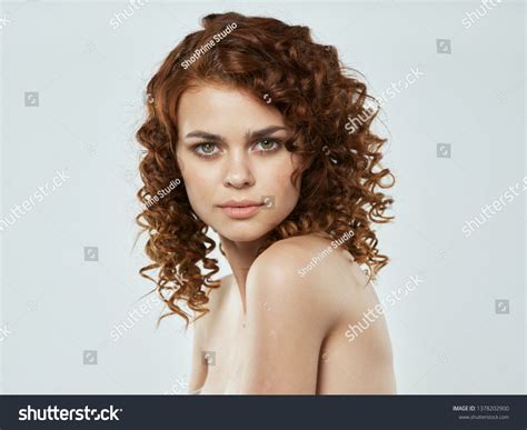 Beautiful Woman Curly Hair Naked Shoulders Stock Photo Shutterstock